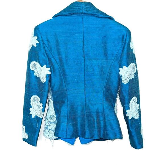 Vintage Custom Blue Lace Appliqué Blazer - Picture 5 of 15